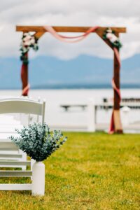 Wedding ceremony site at Kwataqnuk Resort in Polson, Montana