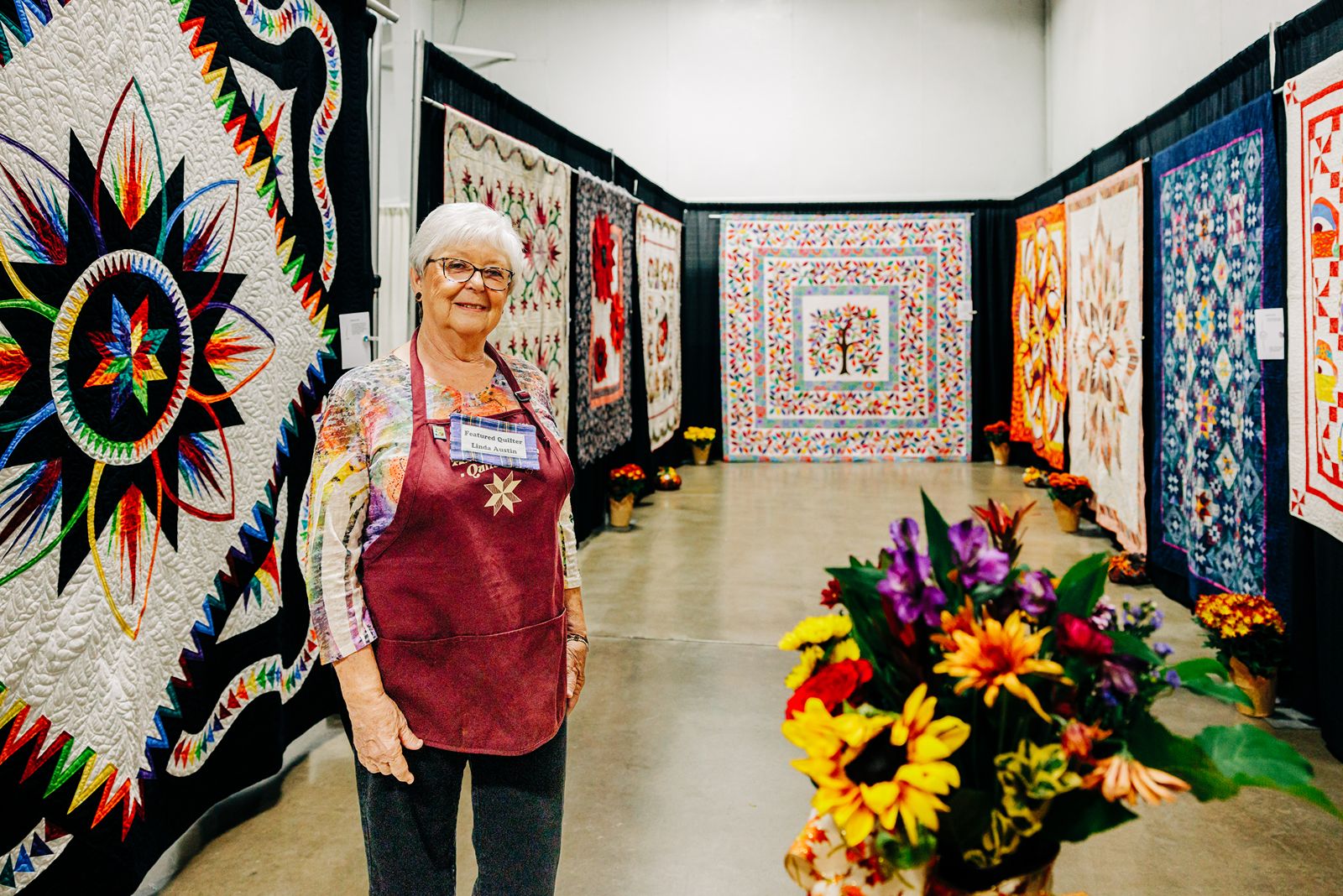 Featured quilter Linda Austin at Annie's Star Quilt Guild's 2024 quilt show in Chico, CA