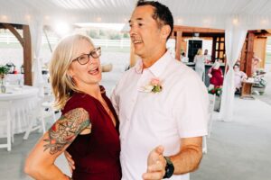 Guests dancing during wedding reception in Western Montana