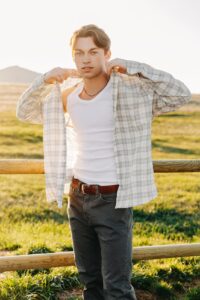 Sunset portrait of Missoula male model at Blue Mountain Trailhead