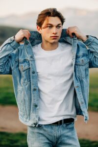 Professional male model portfolio image at Blue Mountain Trailhead in Missoula