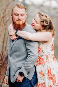 Missoula couple posing in vintage style engagement photo