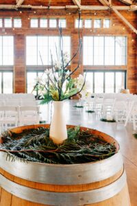 Ashley Creek Historic Venue indoor wedding ceremony set up and decorations